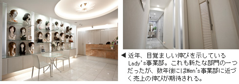 近年、目覚ましい伸びを示しているLady’s事業部。これも新たな部門の一つだったが、数年後には男性事業部に近 づく売上の伸びが期待される。