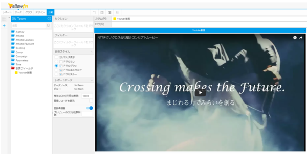 YouTubeの動画がYellowfin上に表示されます