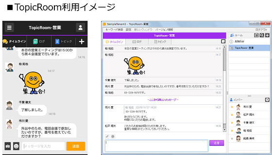 TopicRoomの実際の画面です!