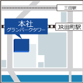 グランパークタワーまでの地図。詳細は本社の詳細ページへ。