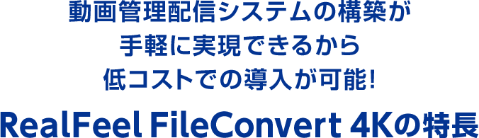 動画管理配信システムの構築が手軽に実現できるから低コストでの導入が可能！ RealFeel FileConvert 4Kの特長