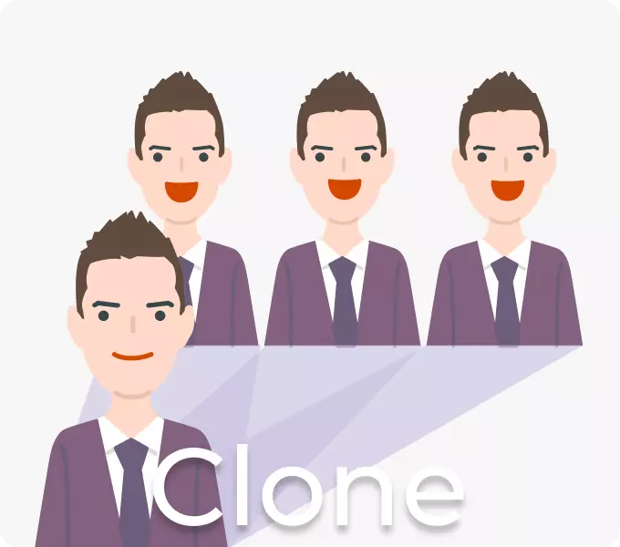 同じスーツ姿の男性キャラクターが並ぶカスタム設定を表すイラスト