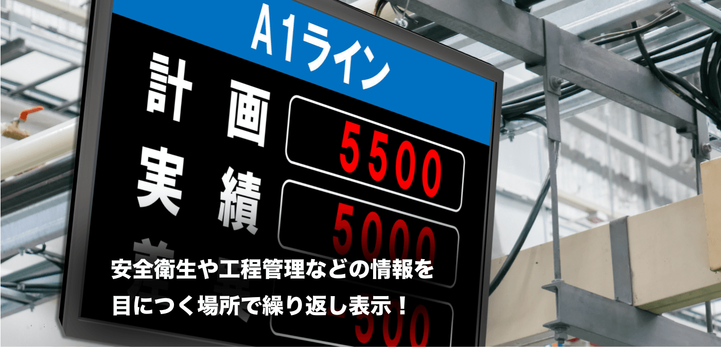 安全衛生や工程管理などの情報を目につく場所で繰り返し表示！