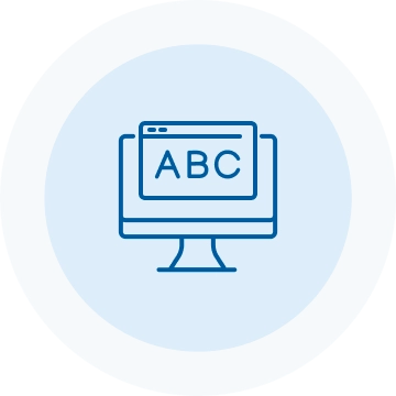 モニターとウィンドウのアイコン。ウィンドウには「ABC」の文字。