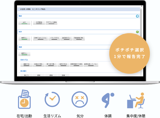 ポチポチ選択1分で報告完了