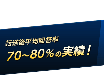 転送後平均回答率70～80％の実績！